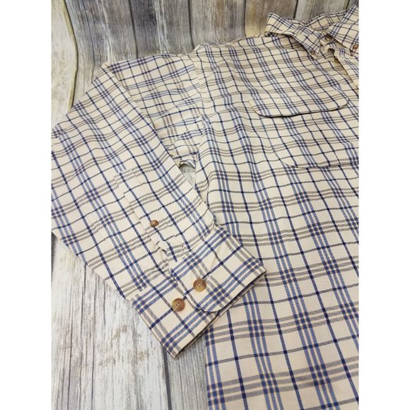 Cabelas Long Sleeve Button Down Outdoor Hiking Shirt Mens Size XL Plaid Beige - Picture 5 of 13